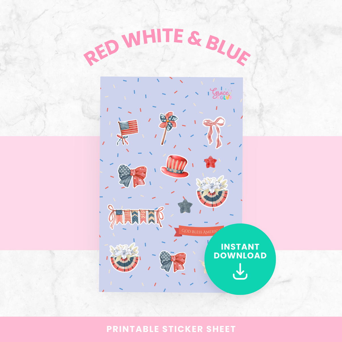 Red, White, and Blue Sticker Sheet